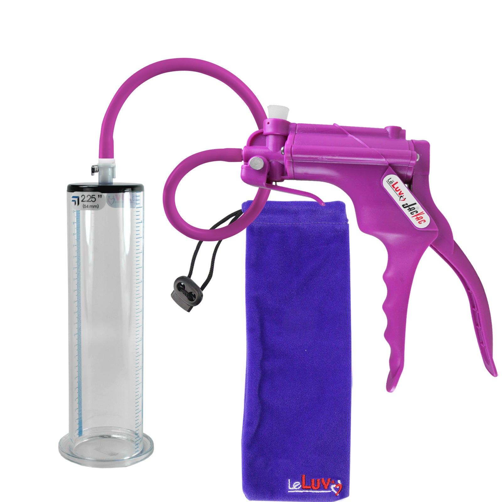 JacVac Penis Pump - Purple Swivel Handle, Silicone Hose - 9" x 2.25" Wide Flange Cylinder