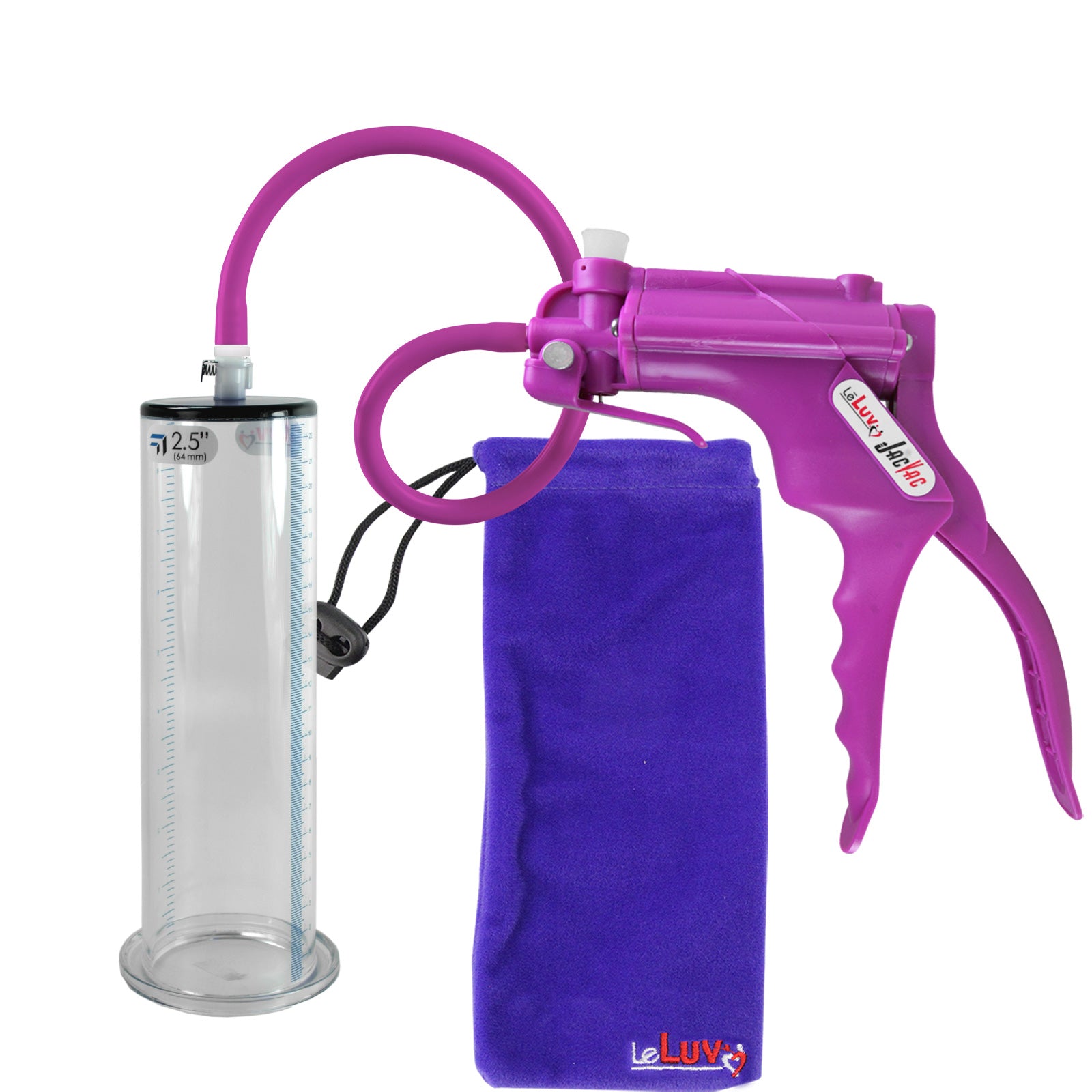 JacVac Penis Pump - Purple Swivel Handle, Silicone Hose - 9" x 2.50" Wide Flange Cylinder