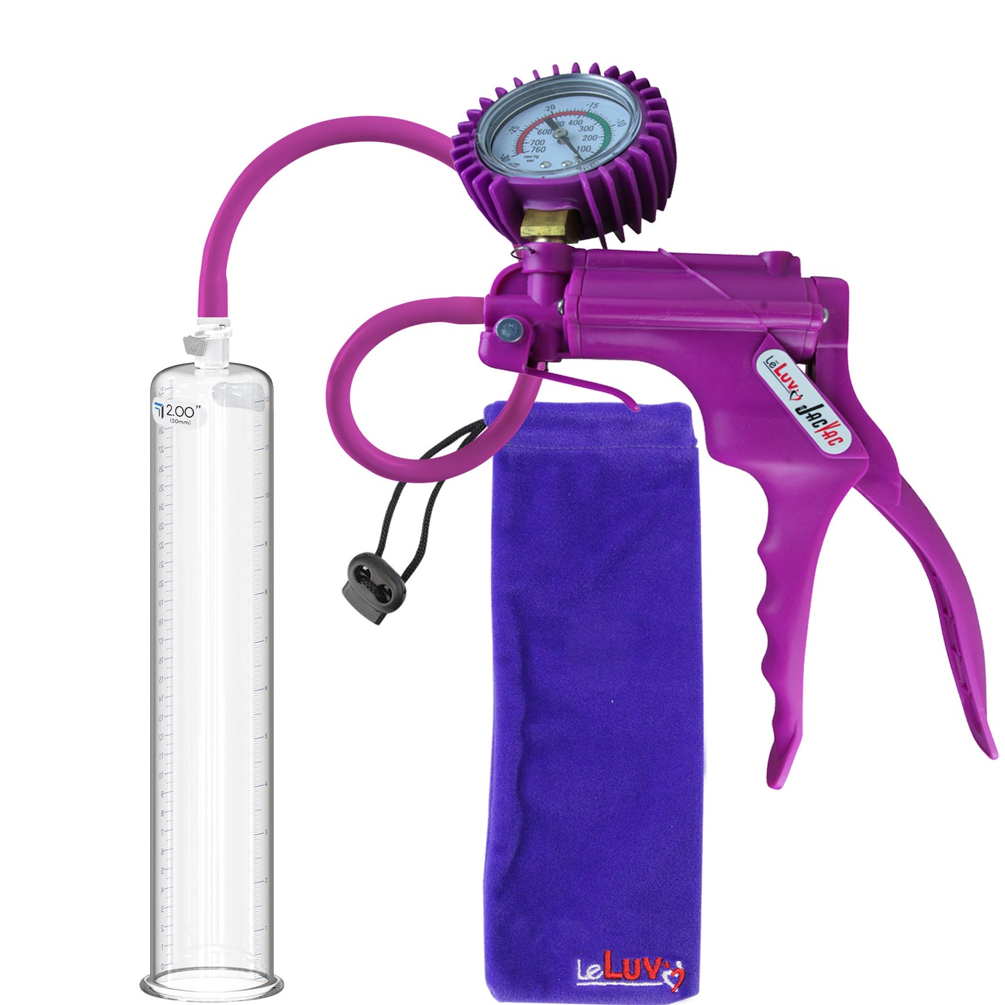 LeLuv JacVac Penis Pump - Swivel Handle + Protected Gaugee - 12" Round Flange 
