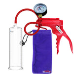 JacVac Penis Pump - Red Swivel Handle + Gauge, Silicone Hose - 9" x 2.875" Round Flange Cylinder 