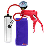 JacVac Penis Pump - Red Swivel Handle + Gauge, Silicone Hose - 9" x 2.5" Thick-Walled Penis Cylinder