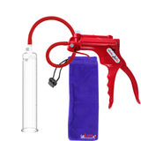 JacVac Penis Pump - Red Swivel Handle, Silicone Hose - 9" x 1.65" Round Flange Cylinder 