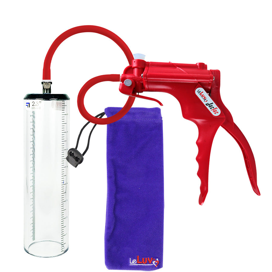 JacVac Penis Pump - Red Swivel Handle, Silicone Hose - 9" x 2.3" Thick-Walled Penis Cylinder