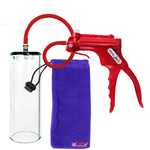 JacVac Penis Pump - Red Swivel Handle, Silicone Hose - 9" x 3.1" Thick-Walled Penis Cylinder