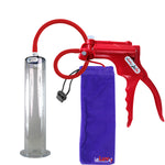 JacVac Penis Pump - Red Swivel Handle, Silicone Hose - 12" x 2.25" Wide Flange Cylinder
