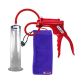 JacVac Penis Pump - Red Swivel Handle, Silicone Hose - 12" x 2.50" Wide Flange Cylinder