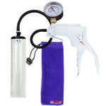 JacVac Penis Pump - White Swivel Handle + Gauge, Black Hose - 9" x 1.9" Thick-Walled Penis Cylinder