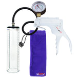 JacVac Penis Pump - White Swivel Handle + Gauge, Black Hose - 9" x 2.3" Thick-Walled Penis Cylinder