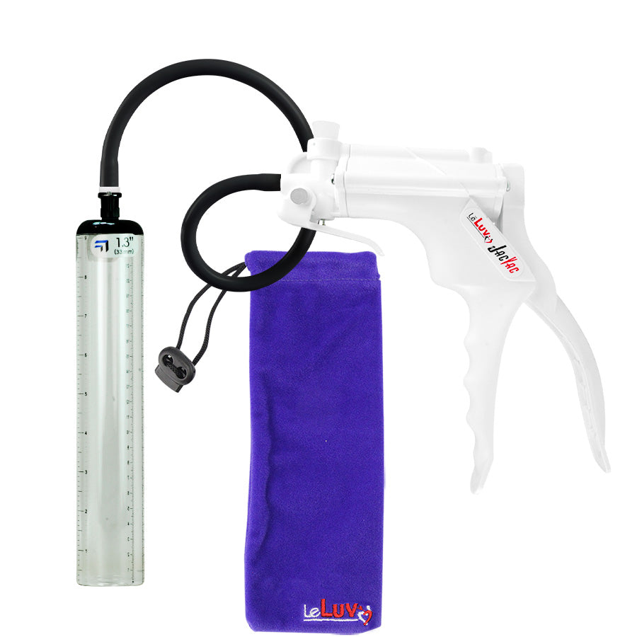 JacVac Penis Pump - White Swivel Handle, Black Hose - 9" x 1.3" Thick-Walled Penis Cylinder