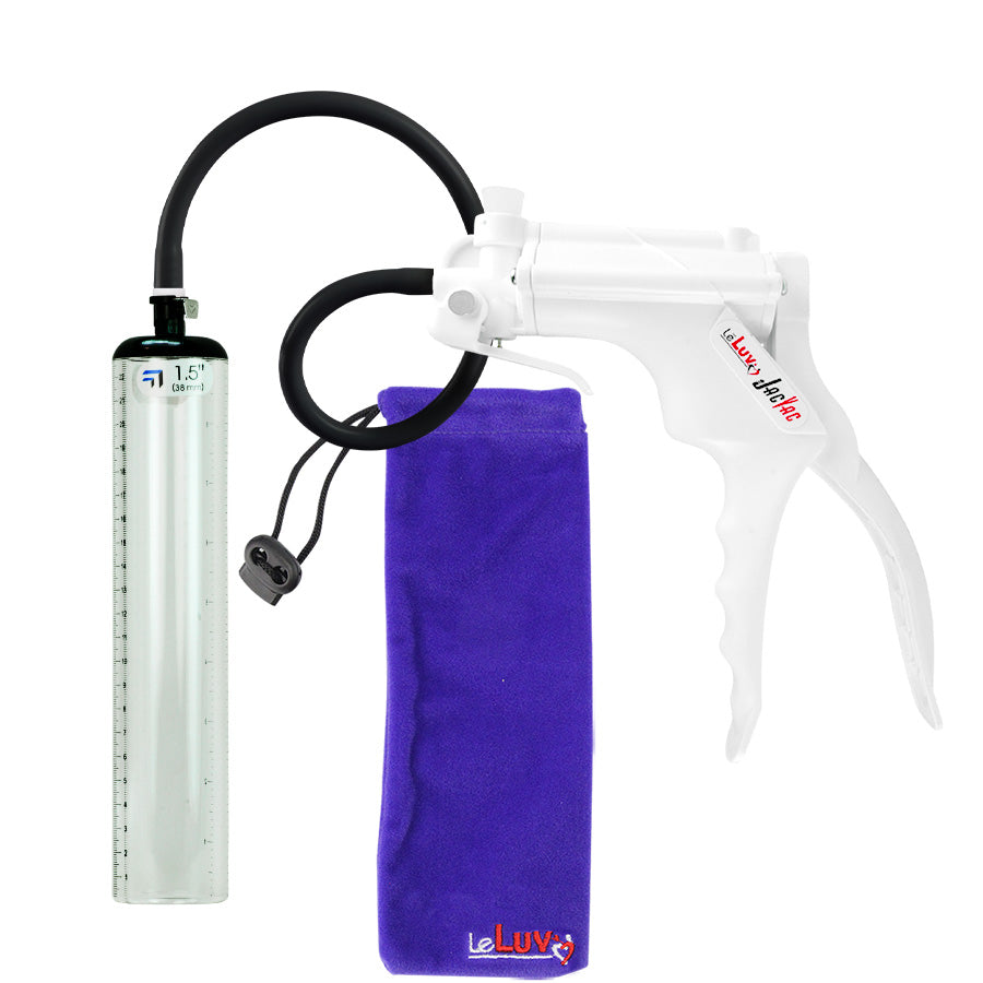 JacVac Penis Pump - White Swivel Handle, Black Hose - 9" x 1.5" Thick-Walled Penis Cylinder