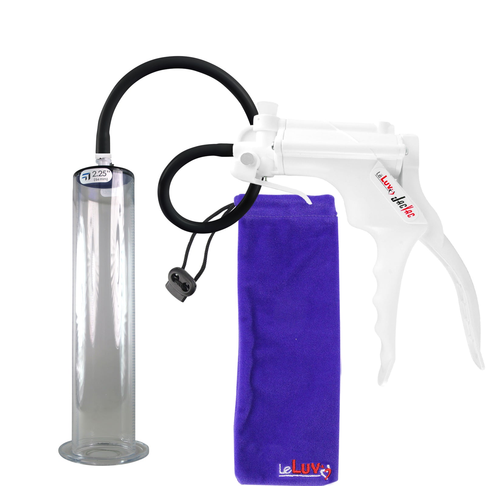 JacVac Penis Pump - White Swivel Handle, Black Hose - 12" x 2.25" Wide Flange Cylinder