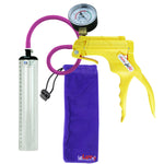 JacVac Penis Pump - Yellow Swivel Handle + Gauge, Silicone Hose - 9" x 1.5" Thick-Walled Penis Cylinder