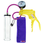 JacVac Penis Pump - Yellow Swivel Handle + Gauge, Silicone Hose - 9" x 2.3" Thick-Walled Penis Cylinder