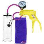 JacVac Penis Pump - Yellow Swivel Handle + Gauge, Silicone Hose - 9" x 2.9" Thick-Walled Penis Cylinder