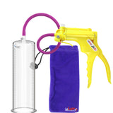 JacVac Penis Pump - Yellow Swivel Handle, Silicone Hose - 12" x 3.25" Round Flange Cylinder 