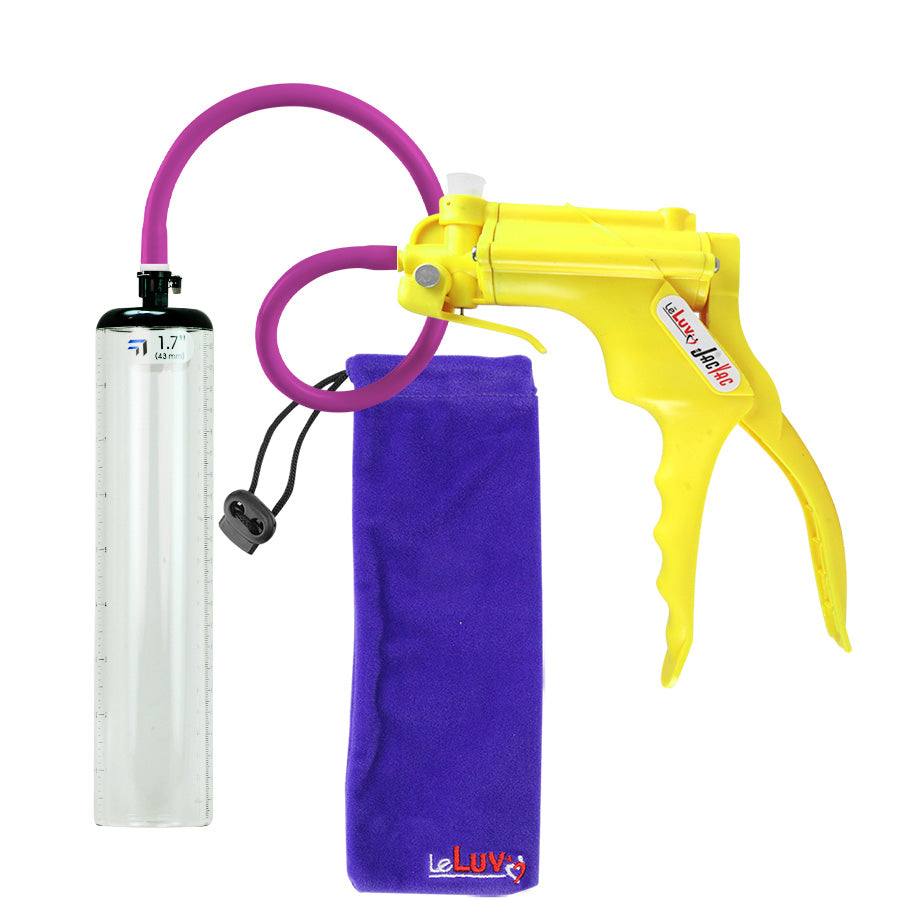 JacVac Penis Pump - Yellow Swivel Handle, Silicone Hose - 9" x 1.7" Thick-Walled Penis Cylinder