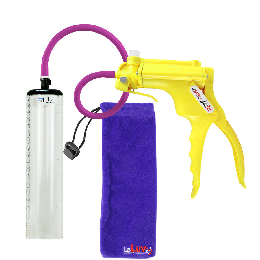 JacVac Penis Pump - Yellow Swivel Handle, Silicone Hose - 9" x 1.9" Thick-Walled Penis Cylinder