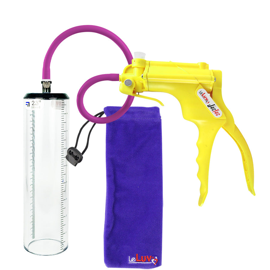 JacVac Penis Pump - Yellow Swivel Handle, Silicone Hose - 9" x 2.3" Thick-Walled Penis Cylinder