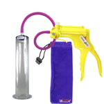JacVac Penis Pump - Yellow Swivel Handle, Silicone Hose - 12" x 2.25" Wide Flange Cylinder