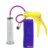 JacVac Penis Pump - Yellow Swivel Handle, Silicone Hose - 9" x 2.00" Wide Flange Cylinder