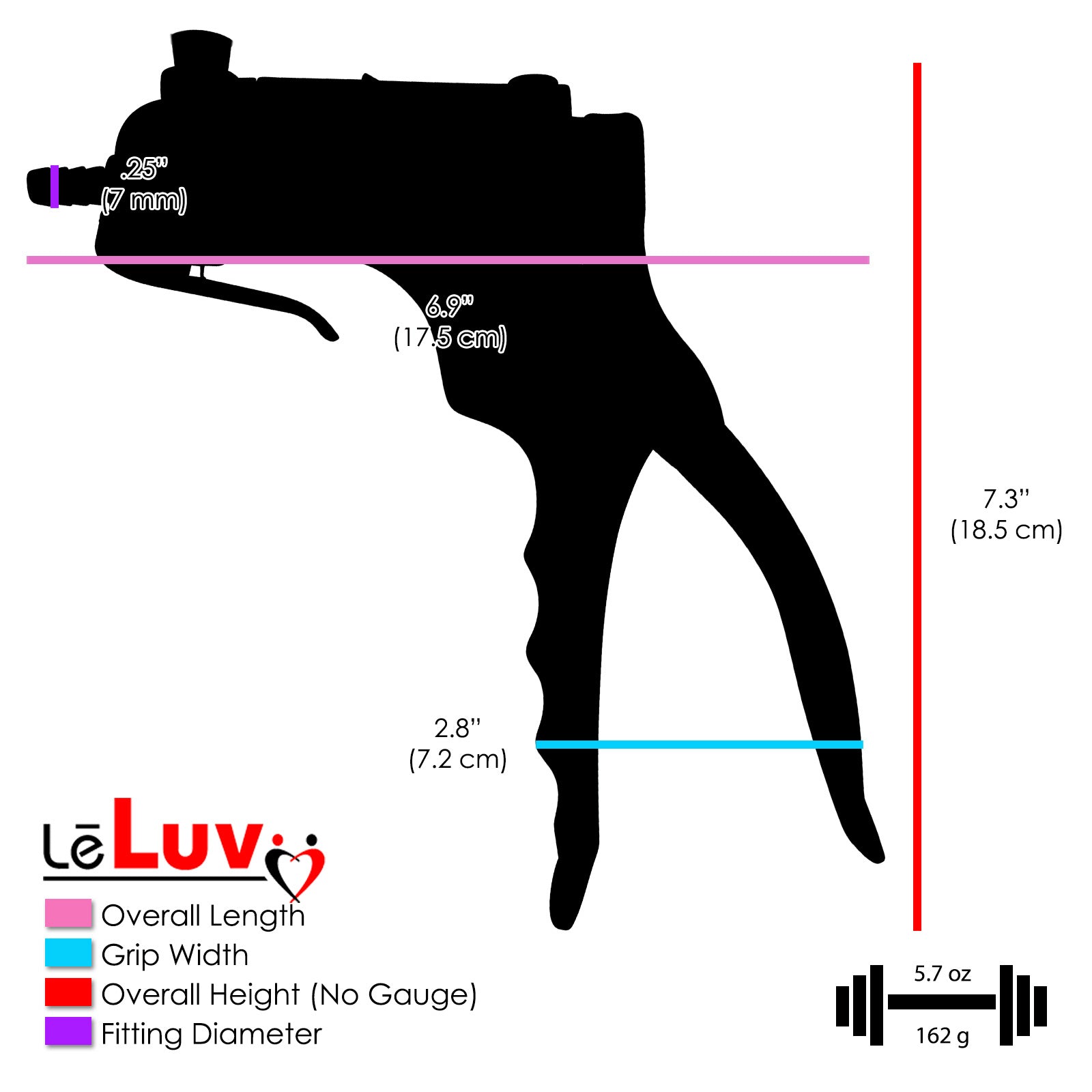 LeLuv JacVac Penis Pump - Swivel Handle, Silicone Hose - 12" Round Flange 