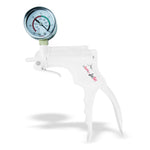 JacVac Vacuum Pump with NPT 1/8-27 threaded Gauge Version - White with Gauge 200153-002 + 200124-001