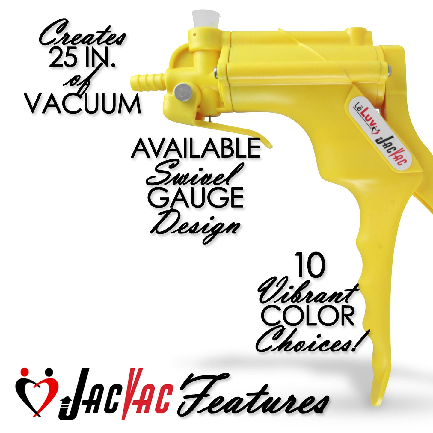 LeLuv JacVac Penis Pump - Swivel Handle + Protected Gauge - 9" Thick Wall, No Flange Cylinder