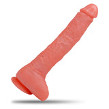 Huge Dildo 10 1/4" Realistic Cock & Balls with Strong Suction Cup - Flesh