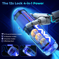 LavaBlū™ Heated Male Masturbator System – Body‑Temperature Warming, Hands‑Free Waterproof Pleasure Device with Built‑In Vacuum Pump, 9″ Suction Base, Phone Holder, Full‑Size Lube & Cleaner