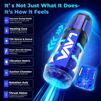 LavaBlū™ Heated Male Masturbator System – Body‑Temperature Warming, Hands‑Free Waterproof Pleasure Device with Built‑In Vacuum Pump, 9″ Suction Base, Phone Holder, Full‑Size Lube & Cleaner