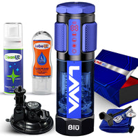 LavaBlū™ Heated Male Masturbator System – Body‑Temperature Warming, Hands‑Free Waterproof Pleasure Device with Built‑In Vacuum Pump, 9″ Suction Base, Phone Holder, Full‑Size Lube & Cleaner