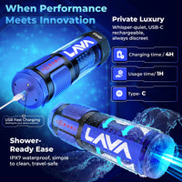 LavaBlū™ Heated Male Masturbator System – Body‑Temperature Warming, Hands‑Free Waterproof Pleasure Device with Built‑In Vacuum Pump, 9″ Suction Base, Phone Holder, Full‑Size Lube & Cleaner