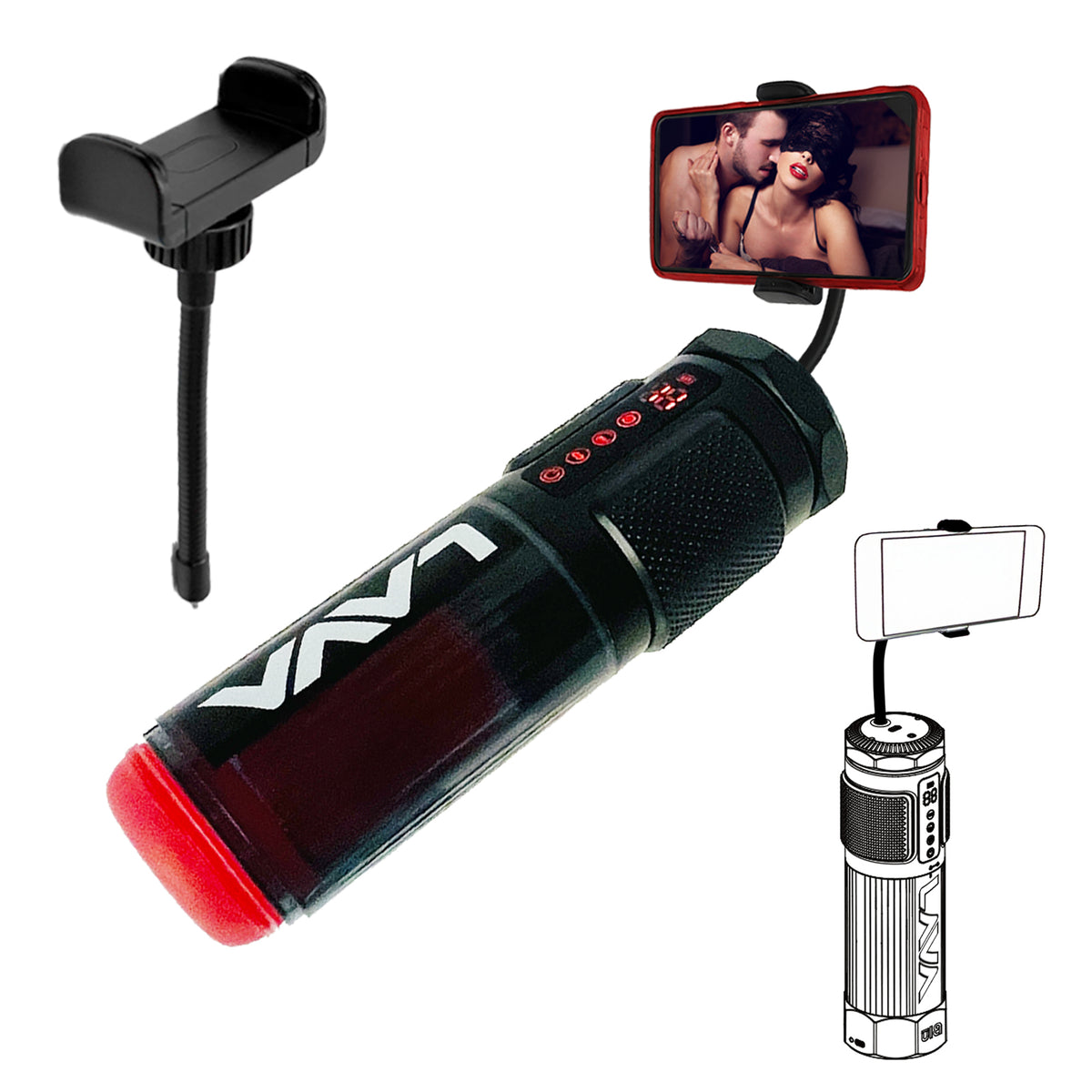 LeLuv® LavaONYX™ D11J Electric Masturbator – Self-Heating Thrusting Male Masturbator with AI Video Sync
