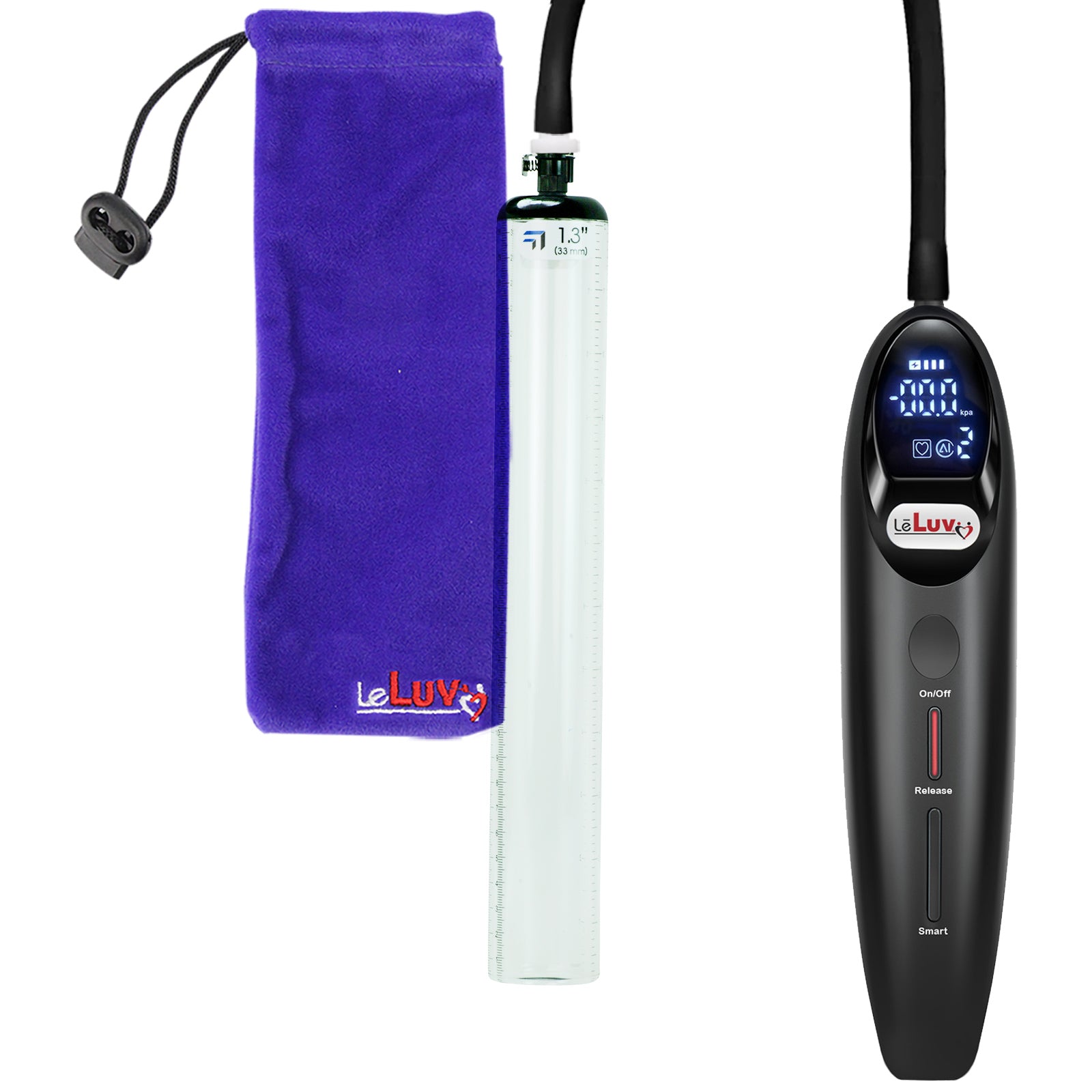 Magna Smart LCD Black Handheld Electric Penis Pump 1.3" Diameter x 12" Length Thick-Walled Penis Cylinder