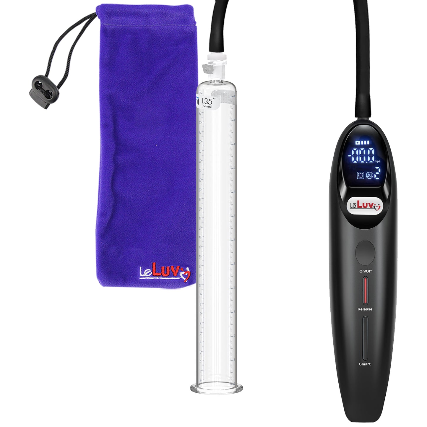 Magna Smart LCD Black Handheld Electric Penis Pump - 12" x 1.35" Acrylic Cylinder