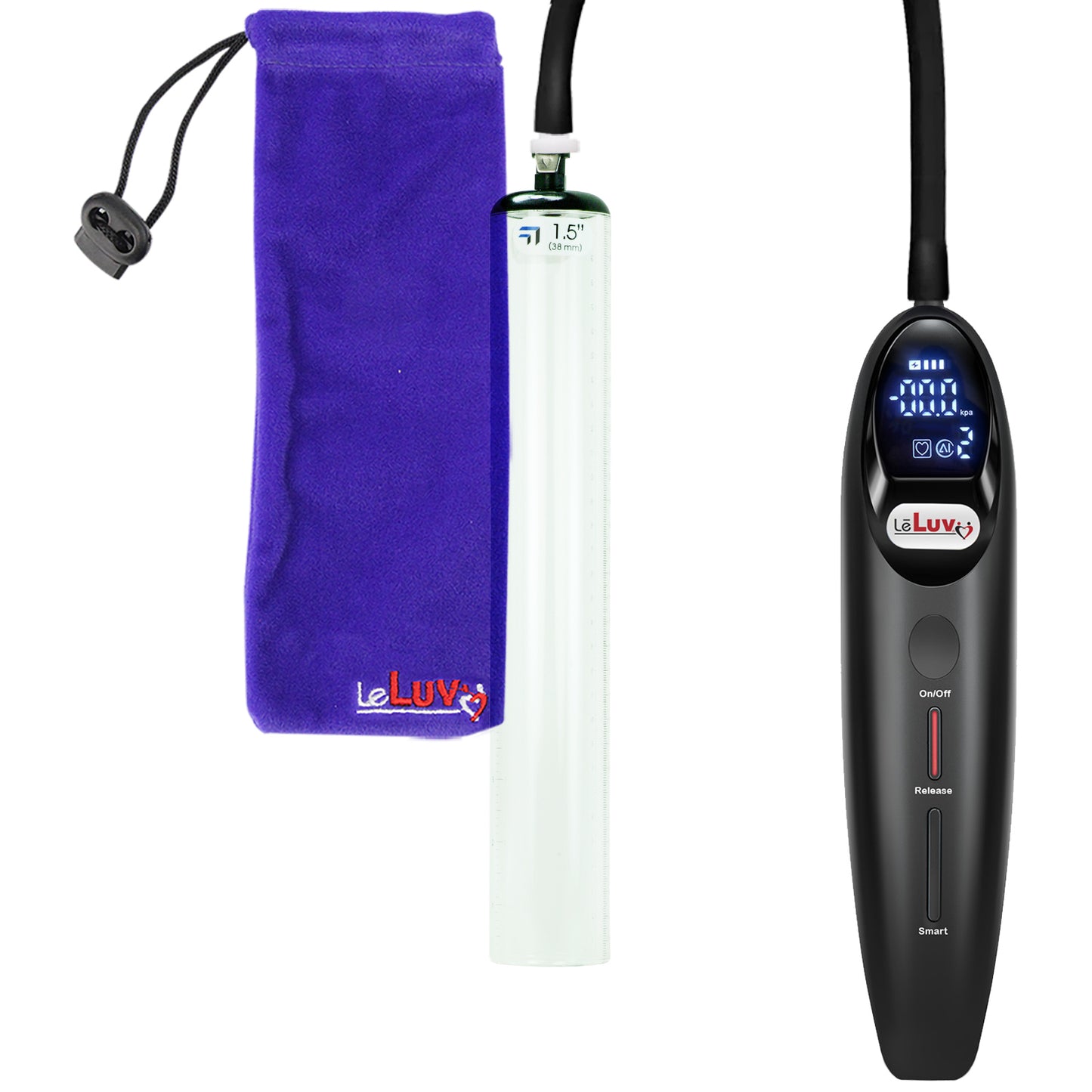 Magna Smart LCD Black Handheld Electric Penis Pump 1.5" Diameter x 12" Length Thick-Walled Penis Cylinder