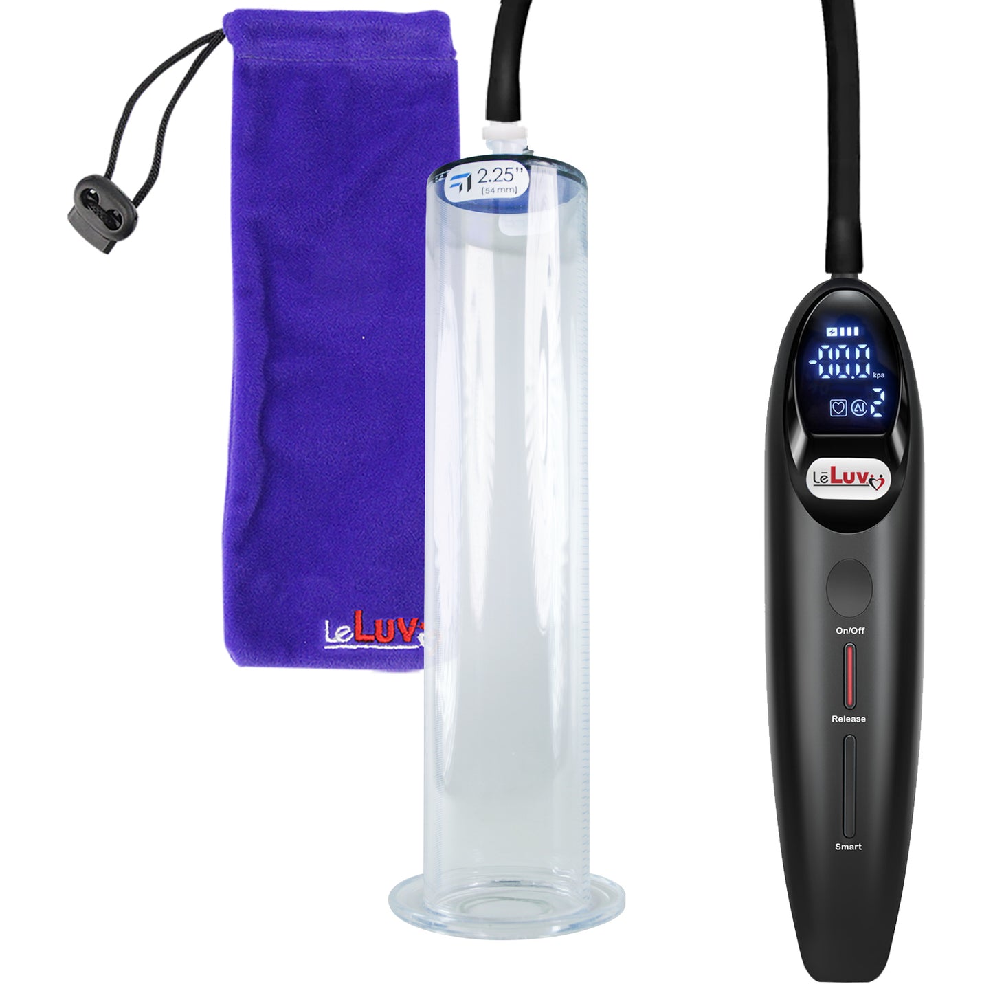 Magna LCD Smart Black Penis Pump 12" Length x 2.25" Diameter WIDE Flange Cylinder