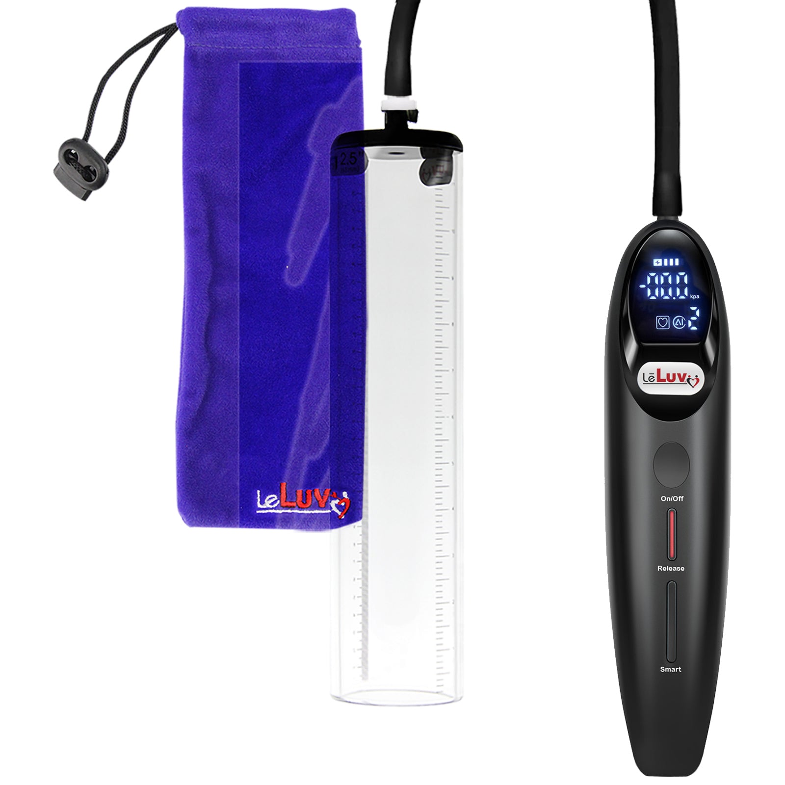 Magna Smart LCD Black Handheld Electric Penis Pump 2.5" Diameter x 12" Length Thick-Walled Penis Cylinder