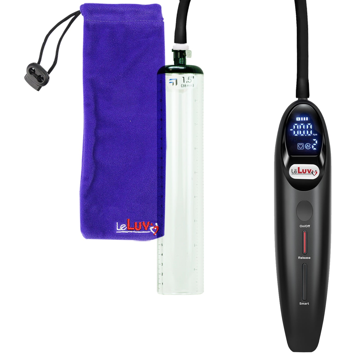Magna Smart LCD Black Handheld Electric Penis Pump 1.5" Diameter x 9" Length Thick-Walled Penis Cylinder