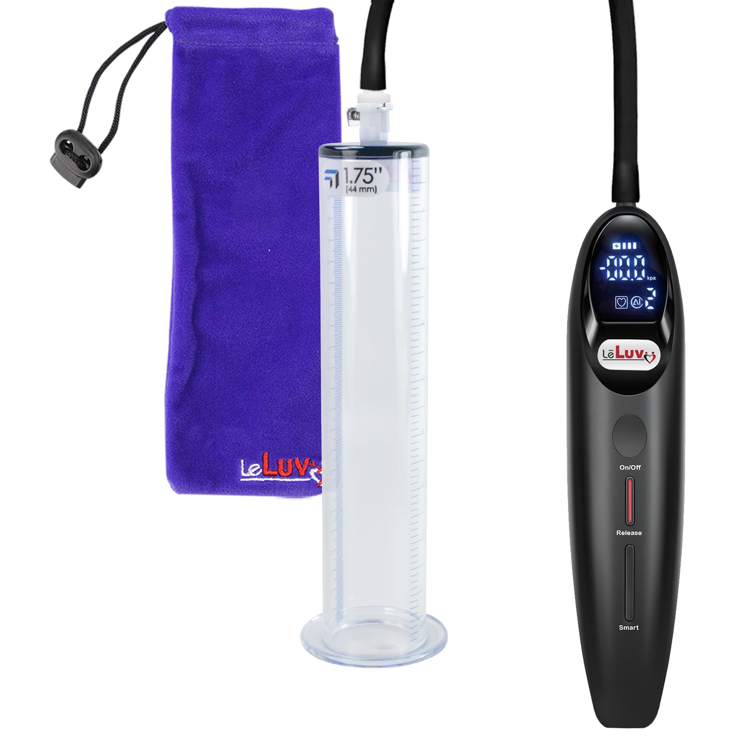 Magna LCD Smart Black Penis Pump 9" Length x 1.75" Diameter WIDE Flange Cylinder