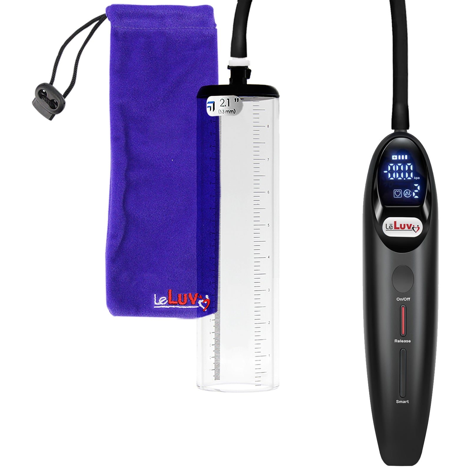 Magna Smart LCD Black Handheld Electric Penis Pump 2.1" Diameter x 9" Length Thick-Walled Penis Cylinder