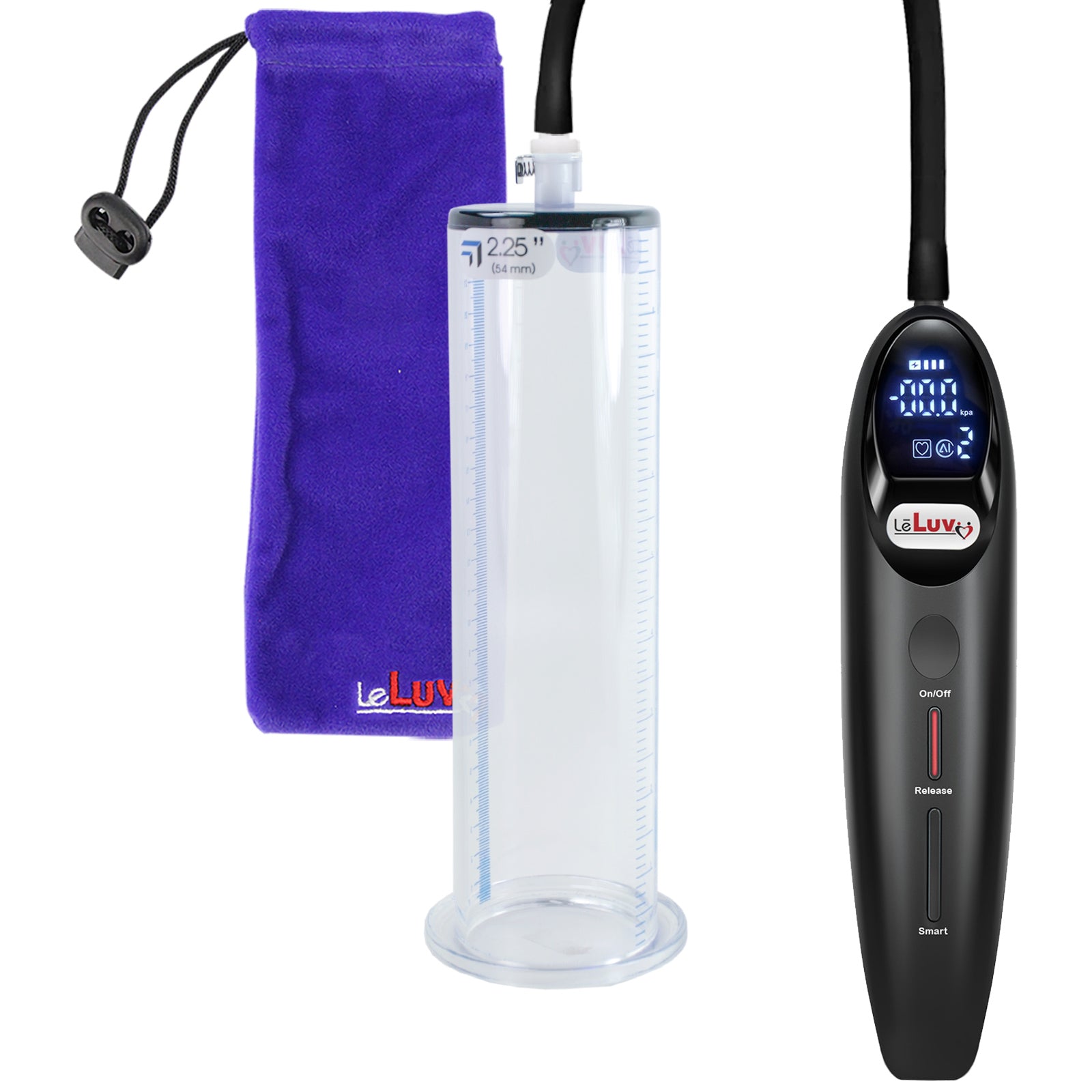 Magna LCD Smart Black Penis Pump 9" Length x 2.25" Diameter WIDE Flange Cylinder
