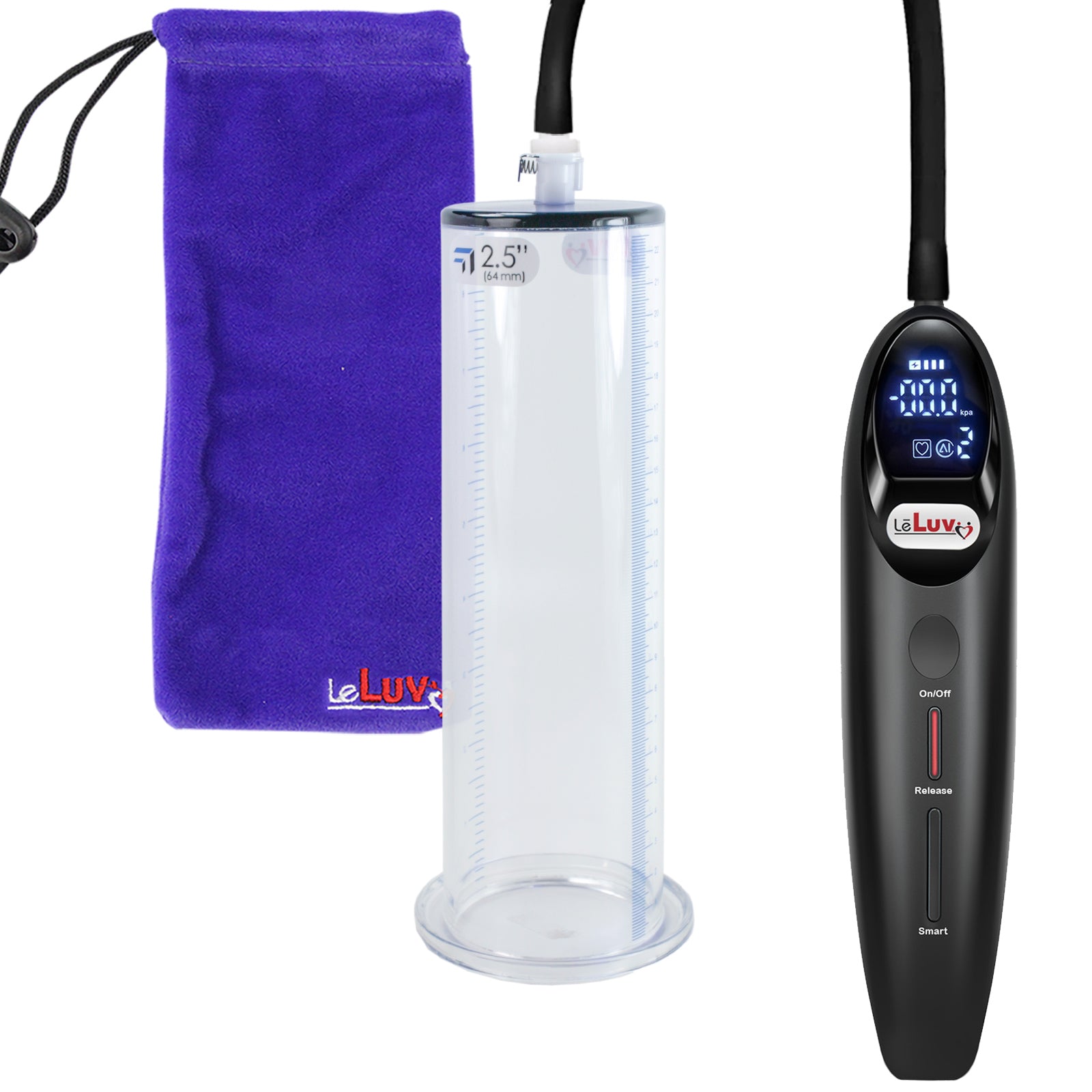 Magna LCD Smart Black Penis Pump 9" Length x 2.50" Diameter WIDE Flange Cylinder