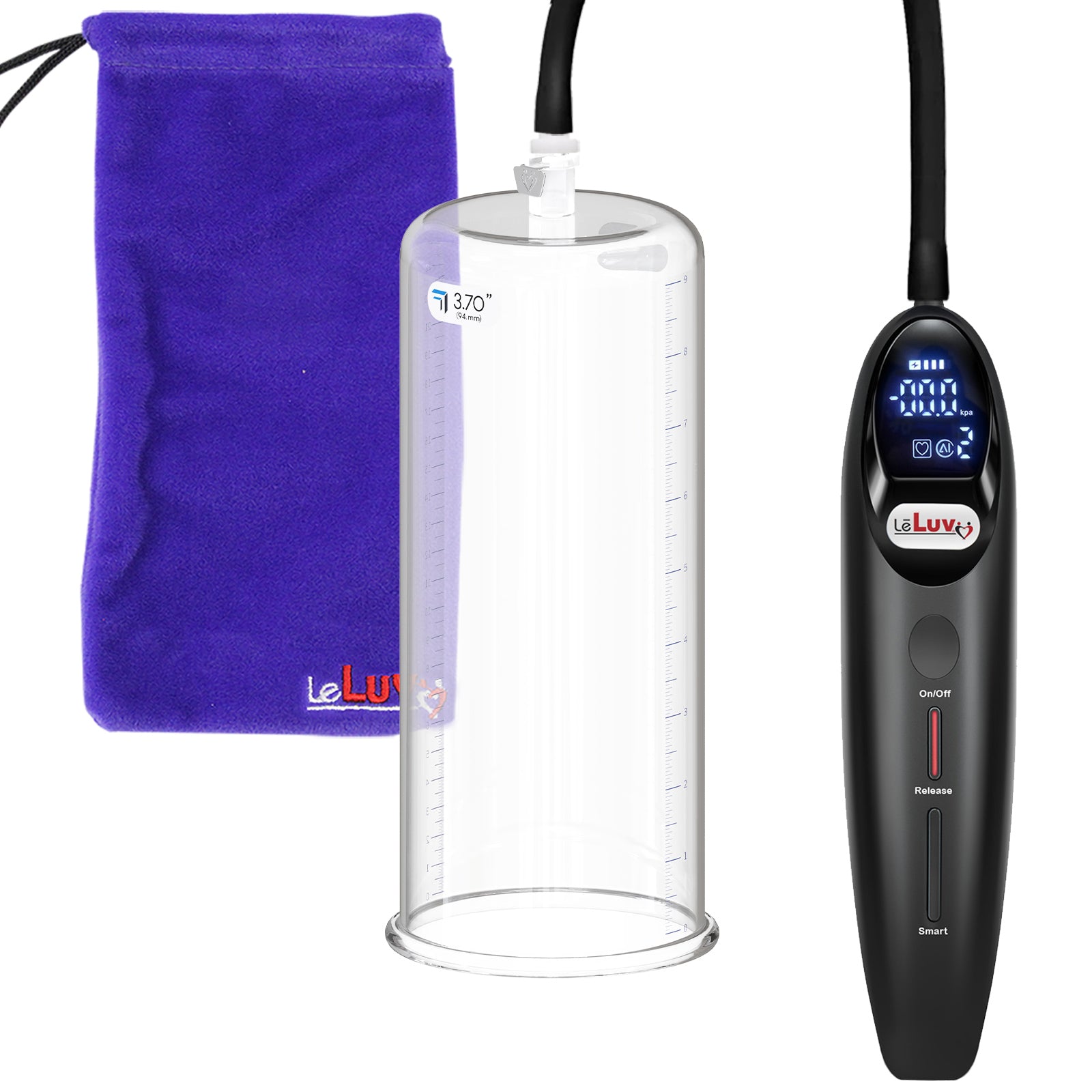 Magna LCD Smart Black Handheld Electric Penis Pump - 9" x 3.70" Acrylic Cylinder