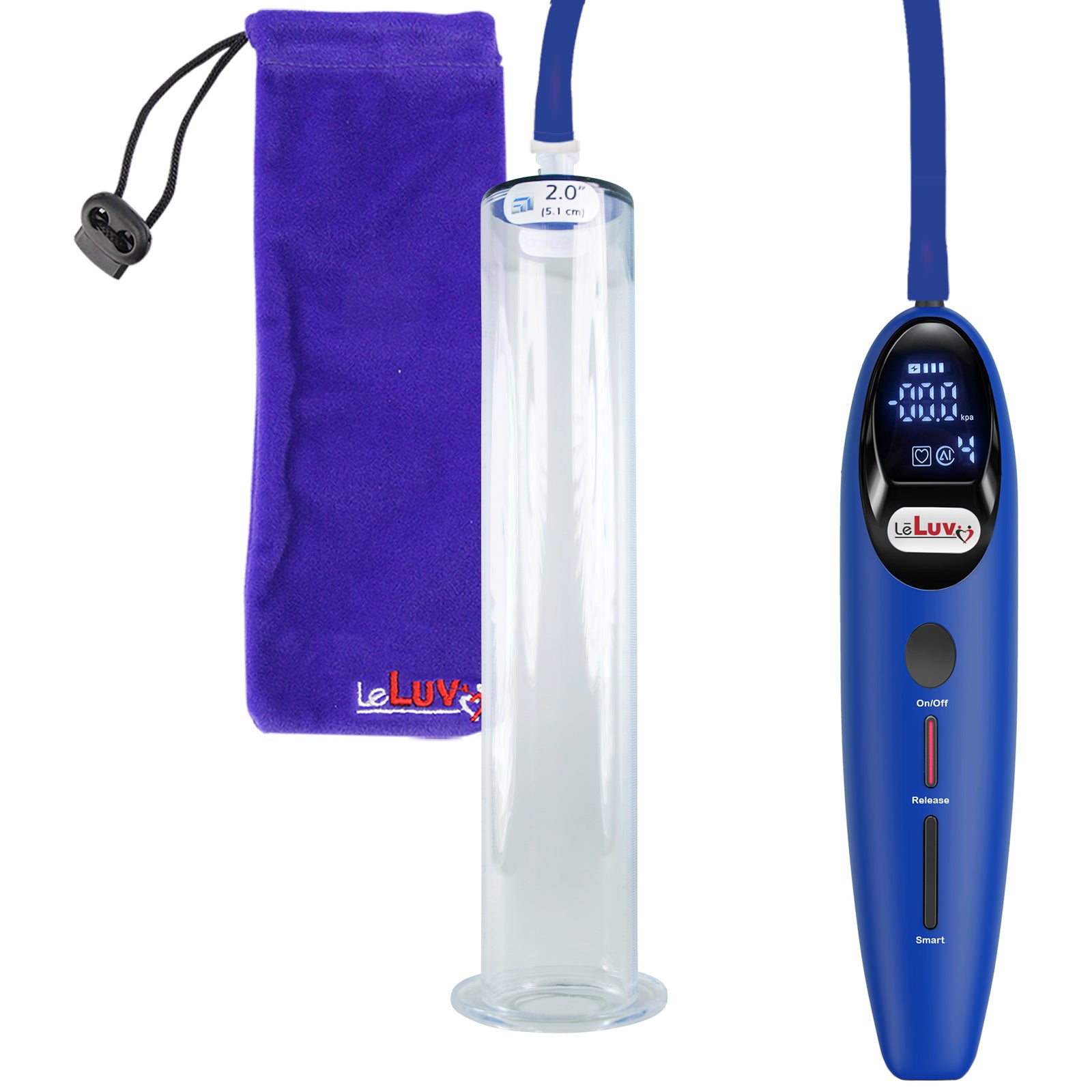 Magna LCD Smart Blue Penis Pump 12" Length x 2.00" Diameter WIDE Flange Cylinder
