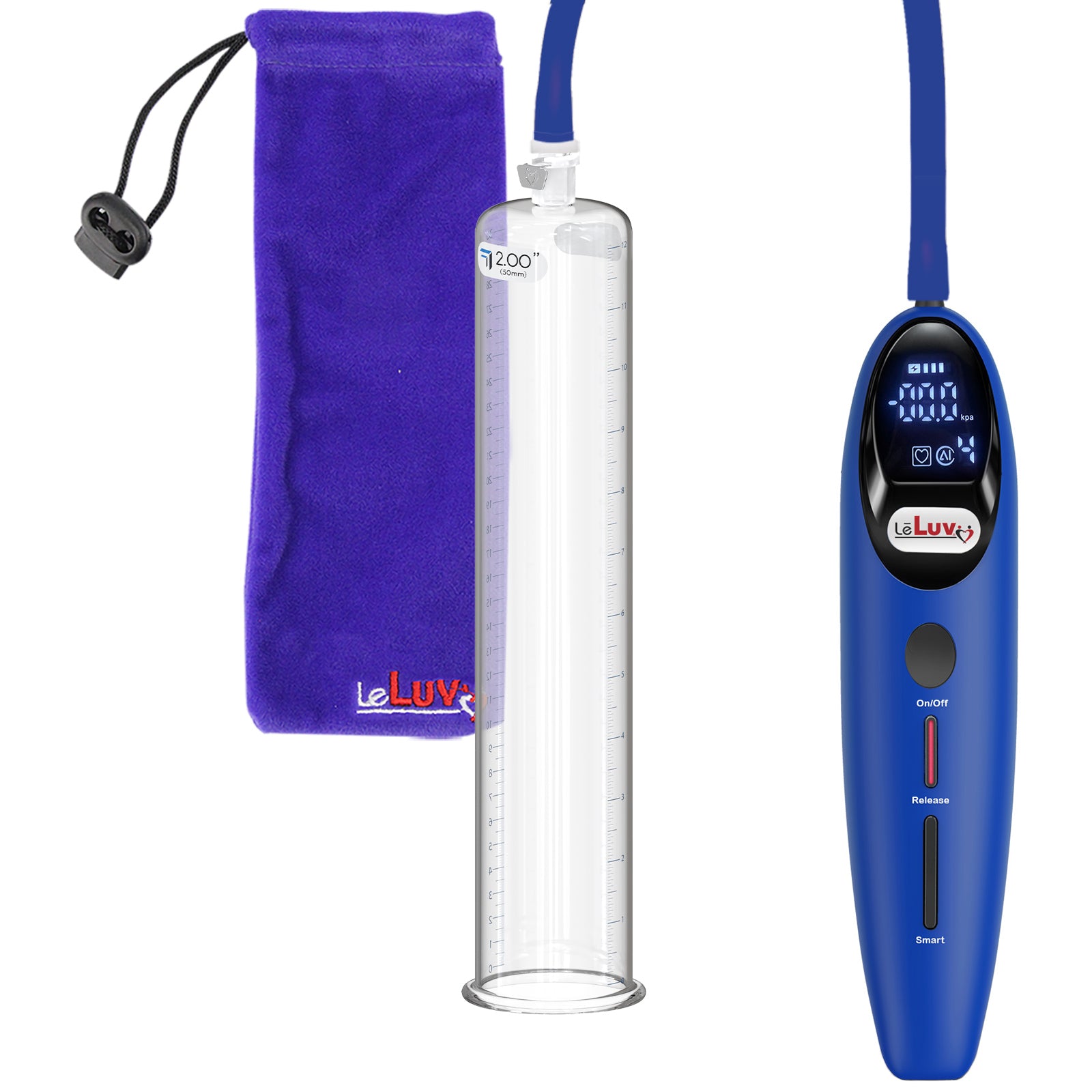 Magna Smart LCD Blue Handheld Electric Penis Pump - 12" x 2.00" Acrylic Cylinder