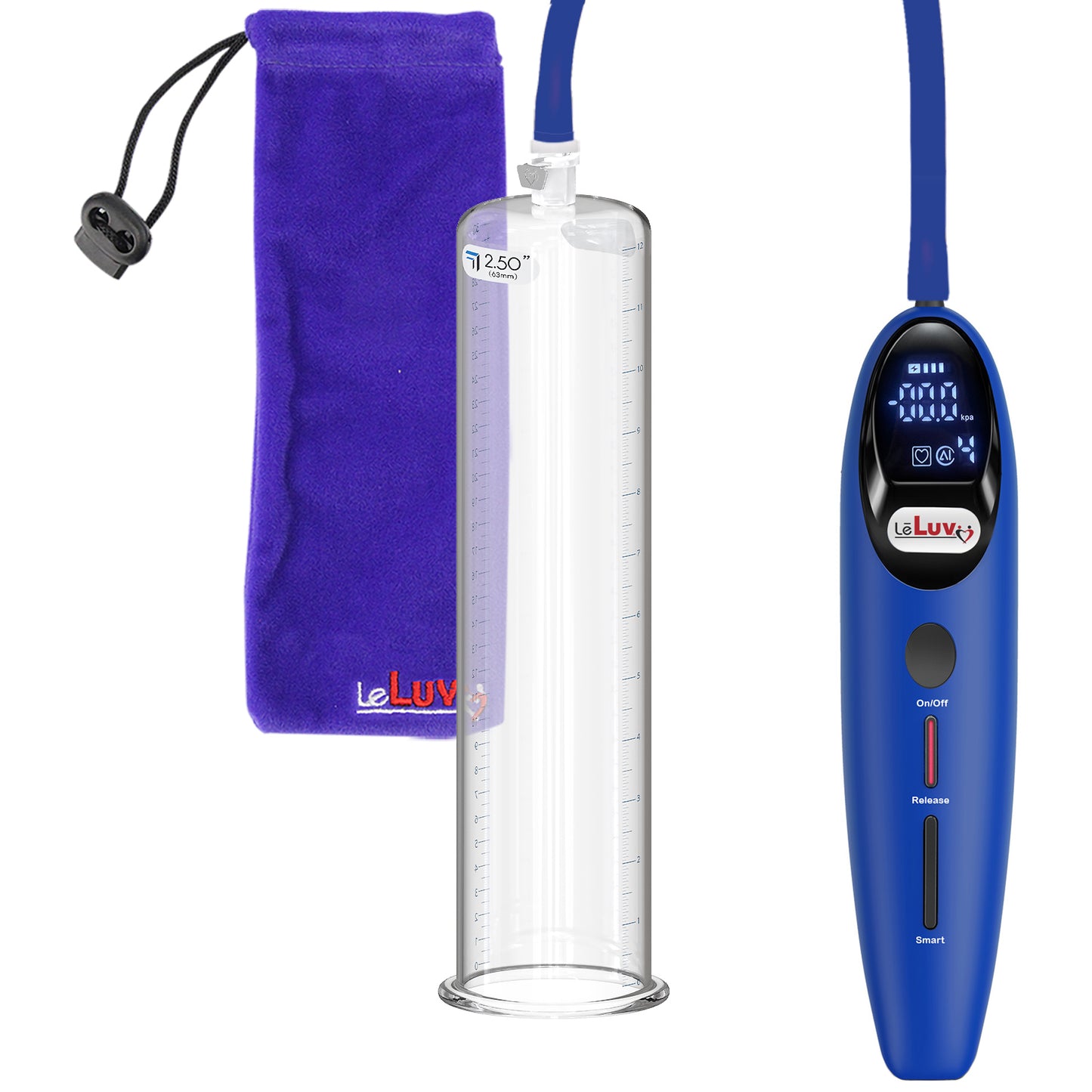 Magna Smart LCD Blue Handheld Electric Penis Pump - 12" x 2.50" Acrylic Cylinder