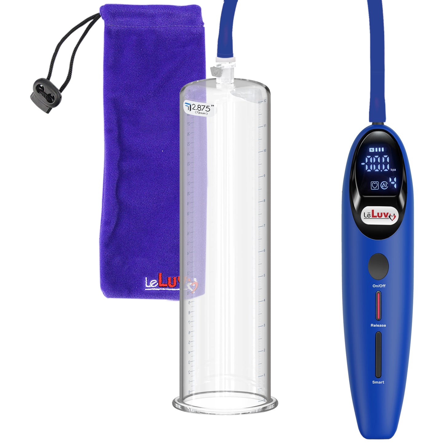 Magna Smart LCD Blue Handheld Electric Penis Pump - 12" x 2.875" Acrylic Cylinder
