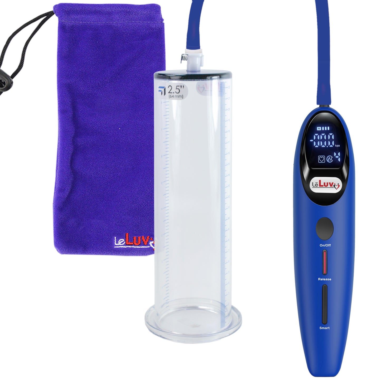 Magna LCD Smart Blue Penis Pump 9" Length x 2.50" Diameter WIDE Flange Cylinder