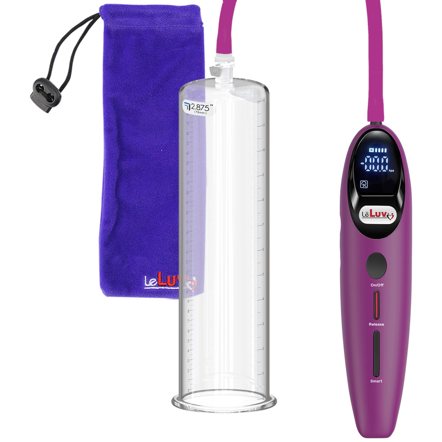 Magna Smart LCD Purple Handheld Electric Penis Pump - 12" x 2.875" Acrylic Cylinder